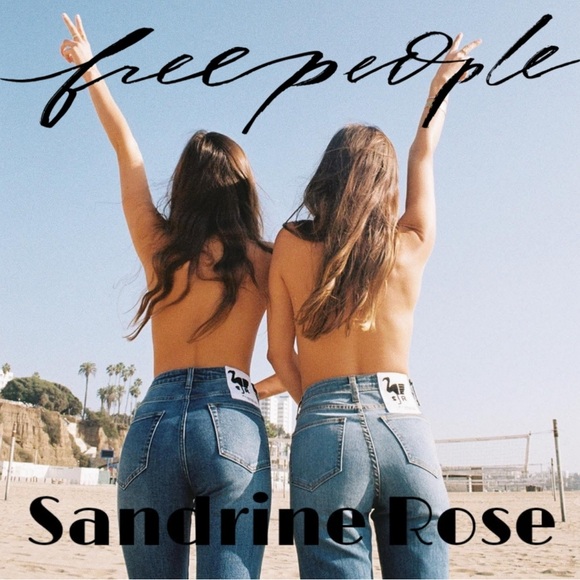 NWT Sandrine Rose x Free People High Rise Black Denim Jeans - Picture 1 of 9